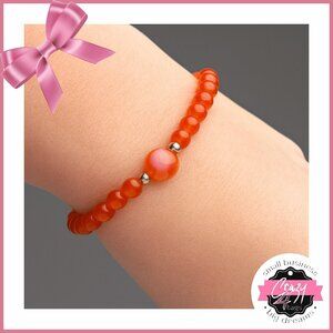 Natural Carnelian Stone, Stretch Bracelet